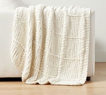 Online Designer Living Room Chenille Windowpane Throw Blanket, 50" x 60", Ivory