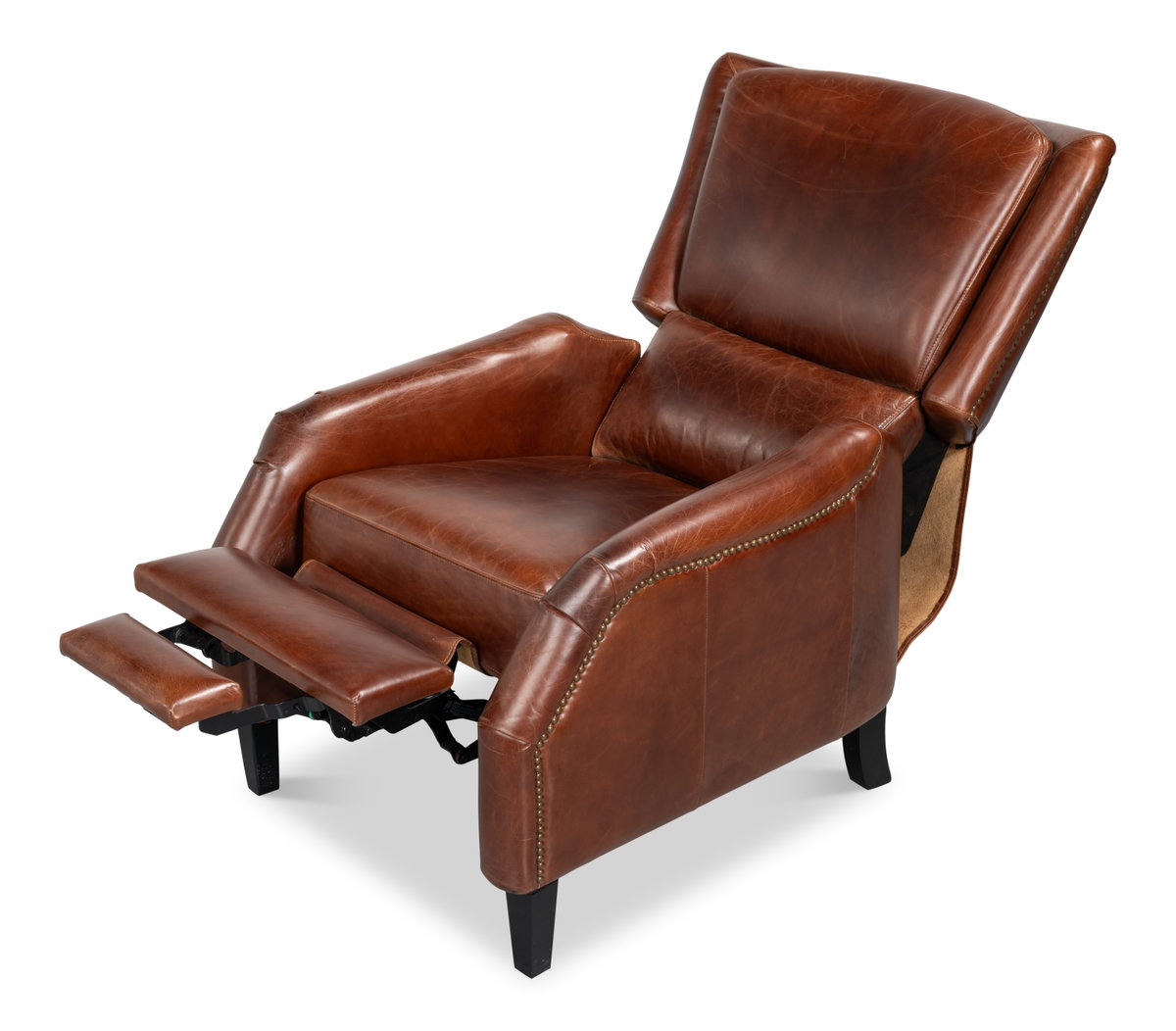 Ashford Leather Recliner, by Sarreid, 3'2" length x 2'6" width x 3'4" height View 12