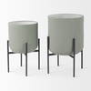 Mabel Set of Two 15.4 x 24.8  Green Top with Black Iron Base Plant Stands, Planter by Mercana, 15.35" length x 15.35" width x 24.8" height thumbnail 4