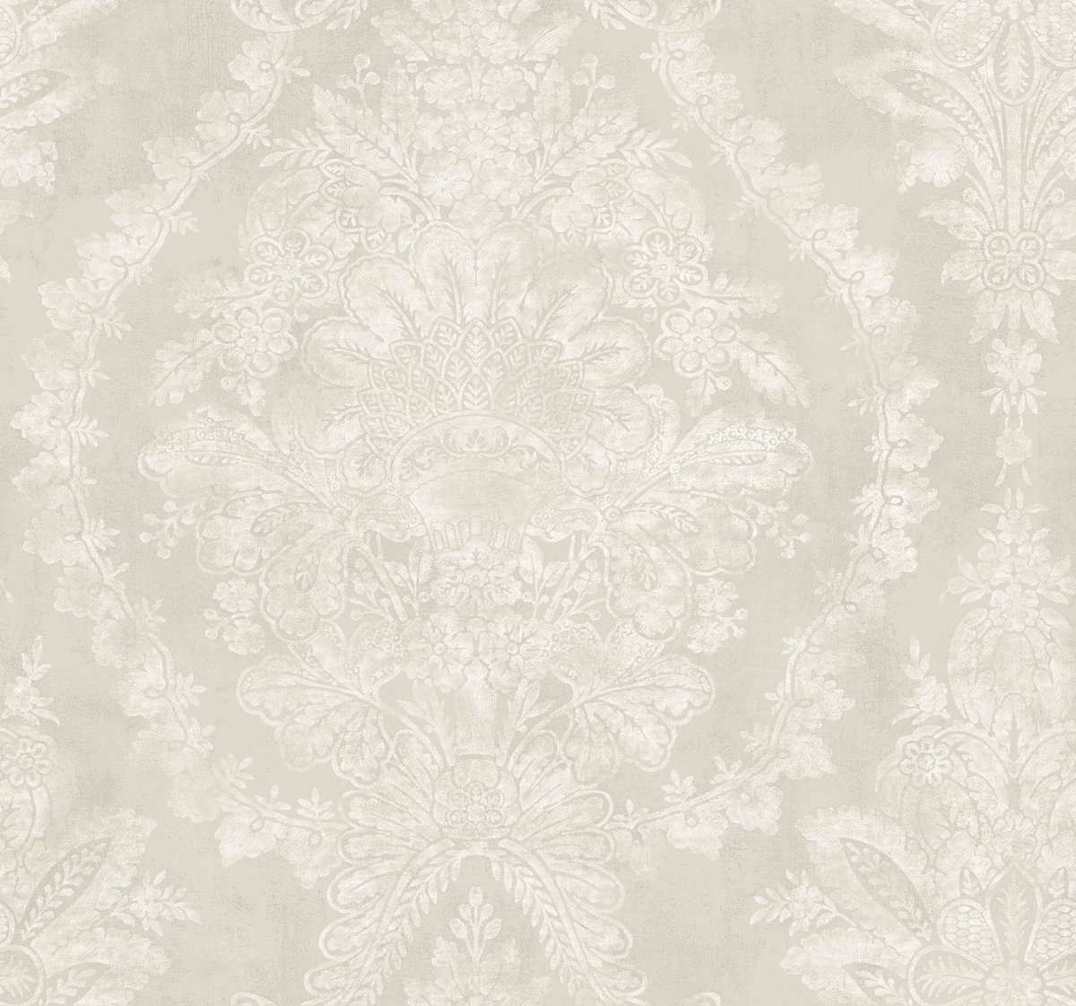 Charleston Damask Cream Wallpaper, by York Wall, 27' length x 2'3" width x 0.02" depth