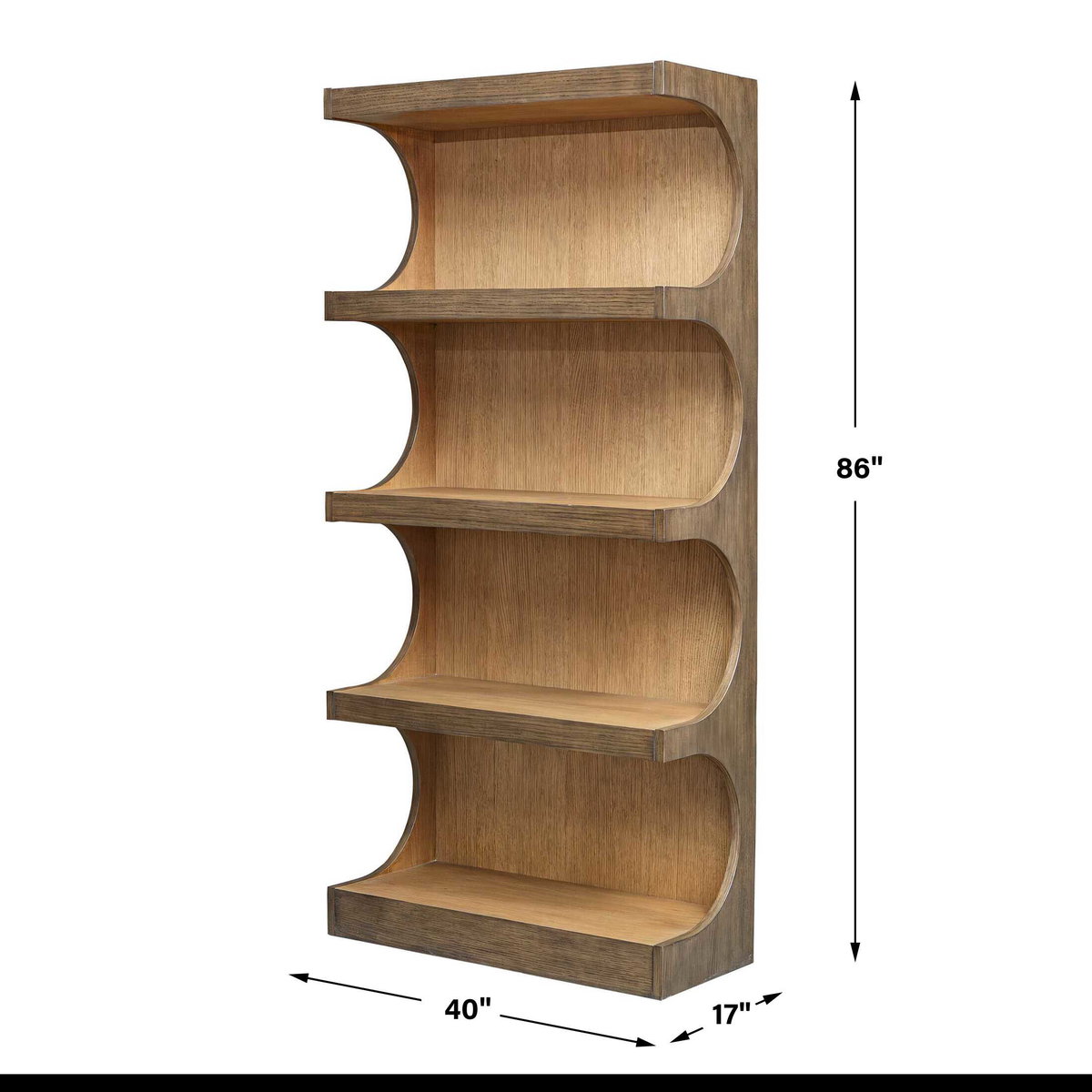 Osrick Modern Etagere, Shelving & Bookcase by Uttermost, 40" width x 86" height x 17" depth View 3