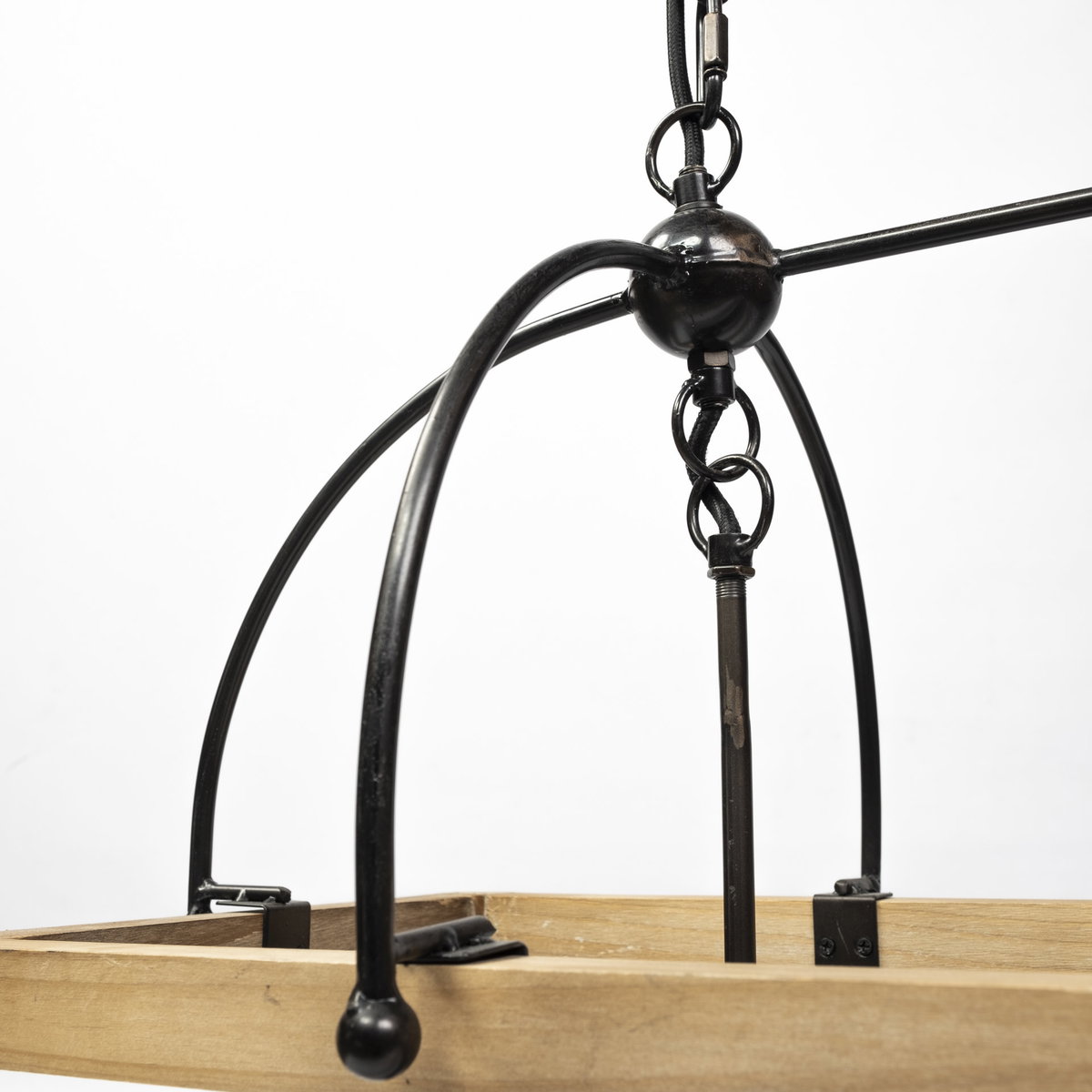 Josie (42'x14.5'x20') Natural Wood Chassis Six Light Chandelier, by Mercana, 42" length x 14.5" width x 20" height View 6