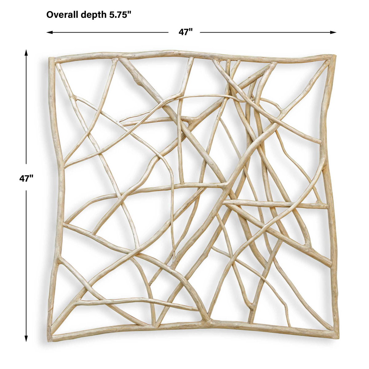 Tangled Up Outdoor Teak Wall Decor, Sculptural Wall Art by Uttermost, 47" width x 47" height x 5.75" depth View 3