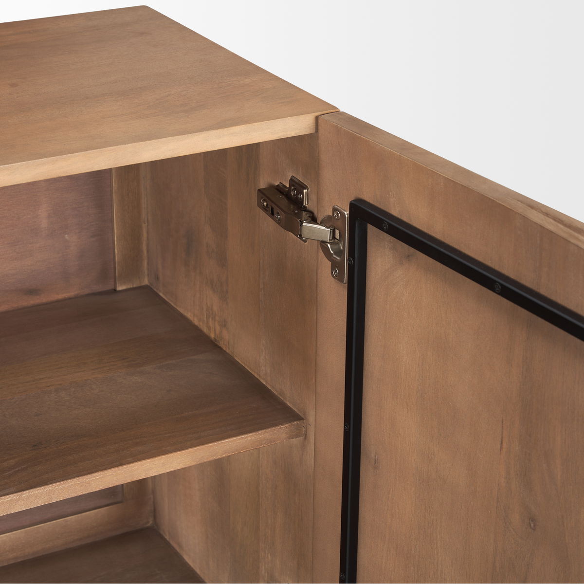 Eula Medium Brown Wood 4-Door Sideboard, Sideboards & Buffet by Mercana, 78" length x 18.5" width x 30" height View 11