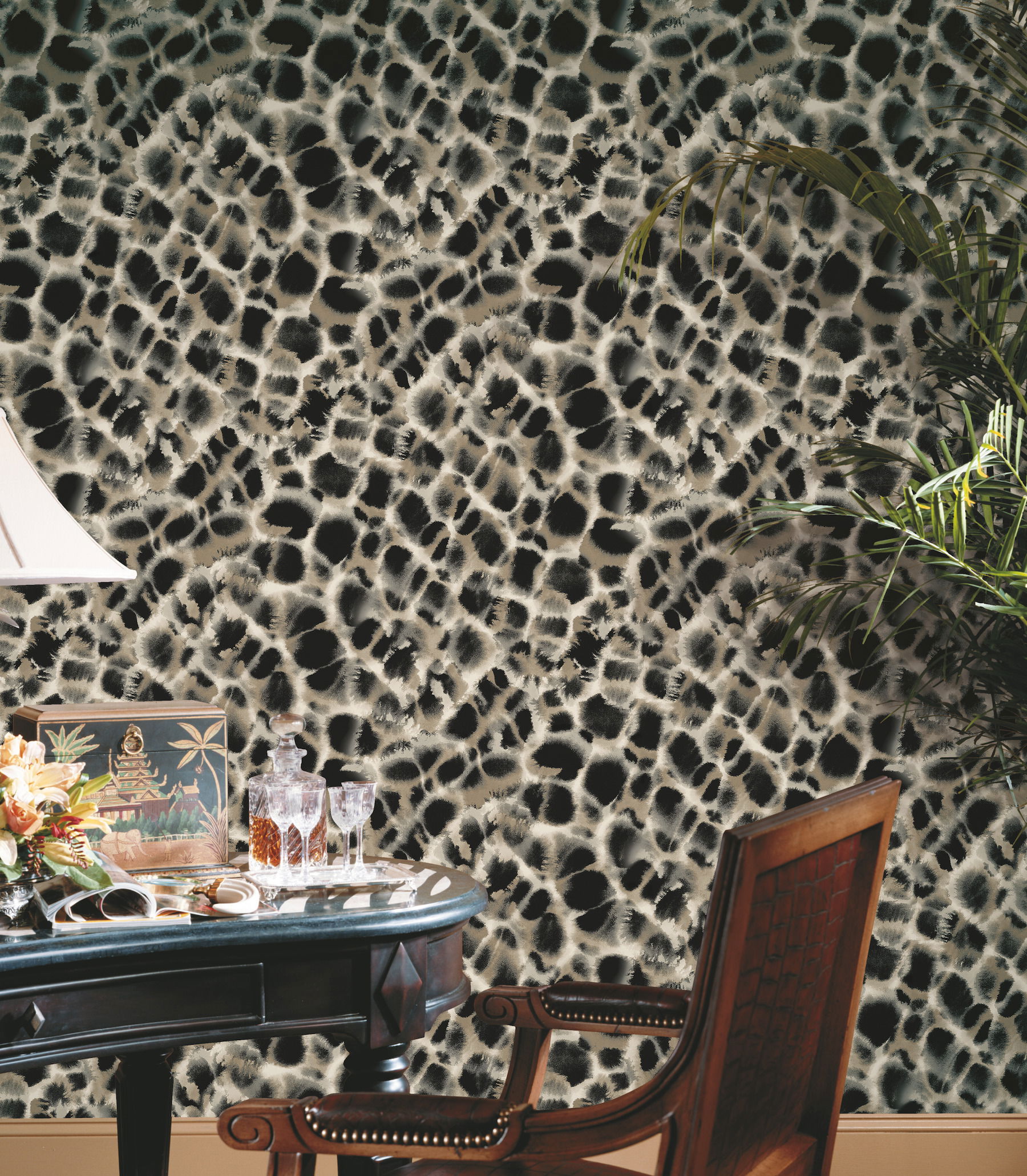 Leopard Rosettes Black Wallpaper, by York Wall, 27' length x 2'3" width x 0.02" depth View 2