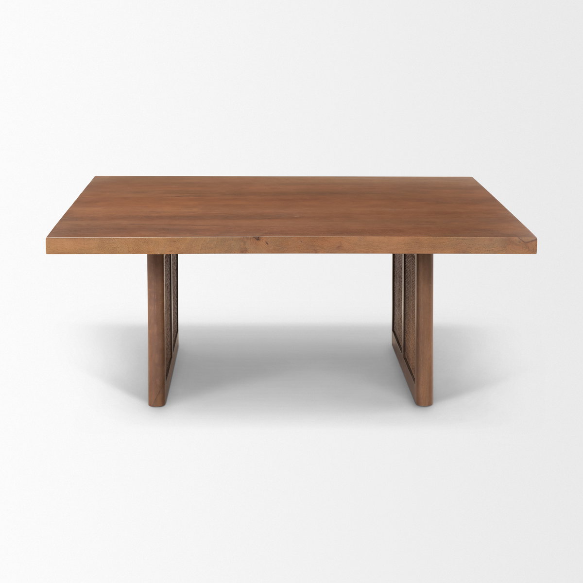 Grier  42' Square Medium Brown Solid Wood with Cane Coffee Table, by Mercana, 42" length x 42" width x 17" height View 4