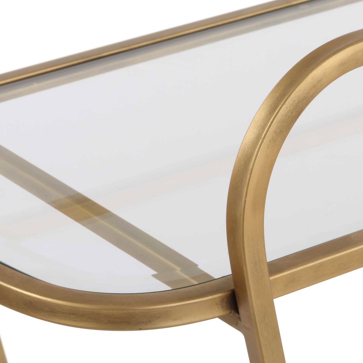 Swain Brass Serving Cart, Bar Carts & Cabinet by Uttermost, 35.75" width x 35.75" height x 16.5" depth View 7