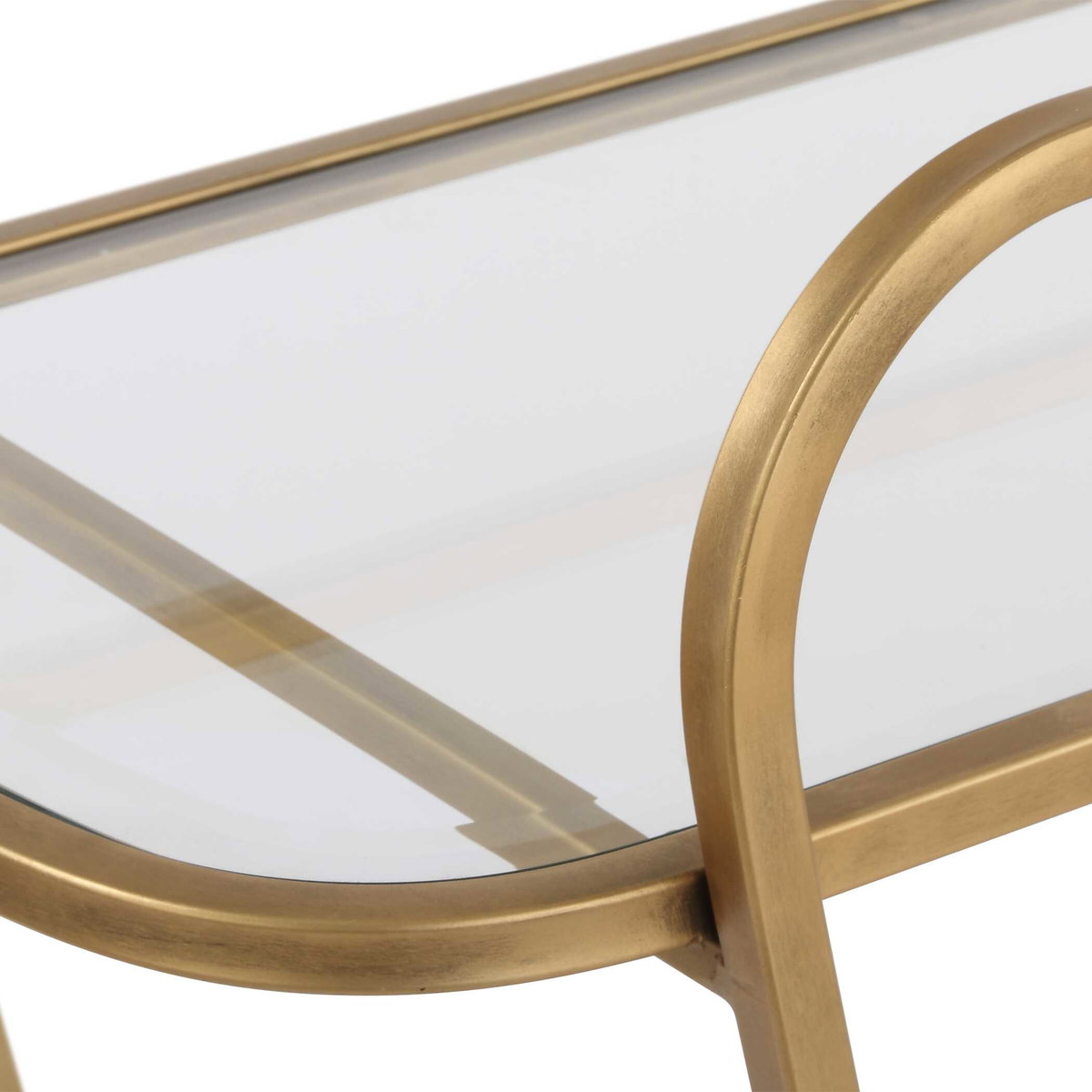 Swain Brass Serving Cart, Bar Carts & Cabinet by Uttermost, 35.75" width x 35.75" height x 16.5" depth View 7
