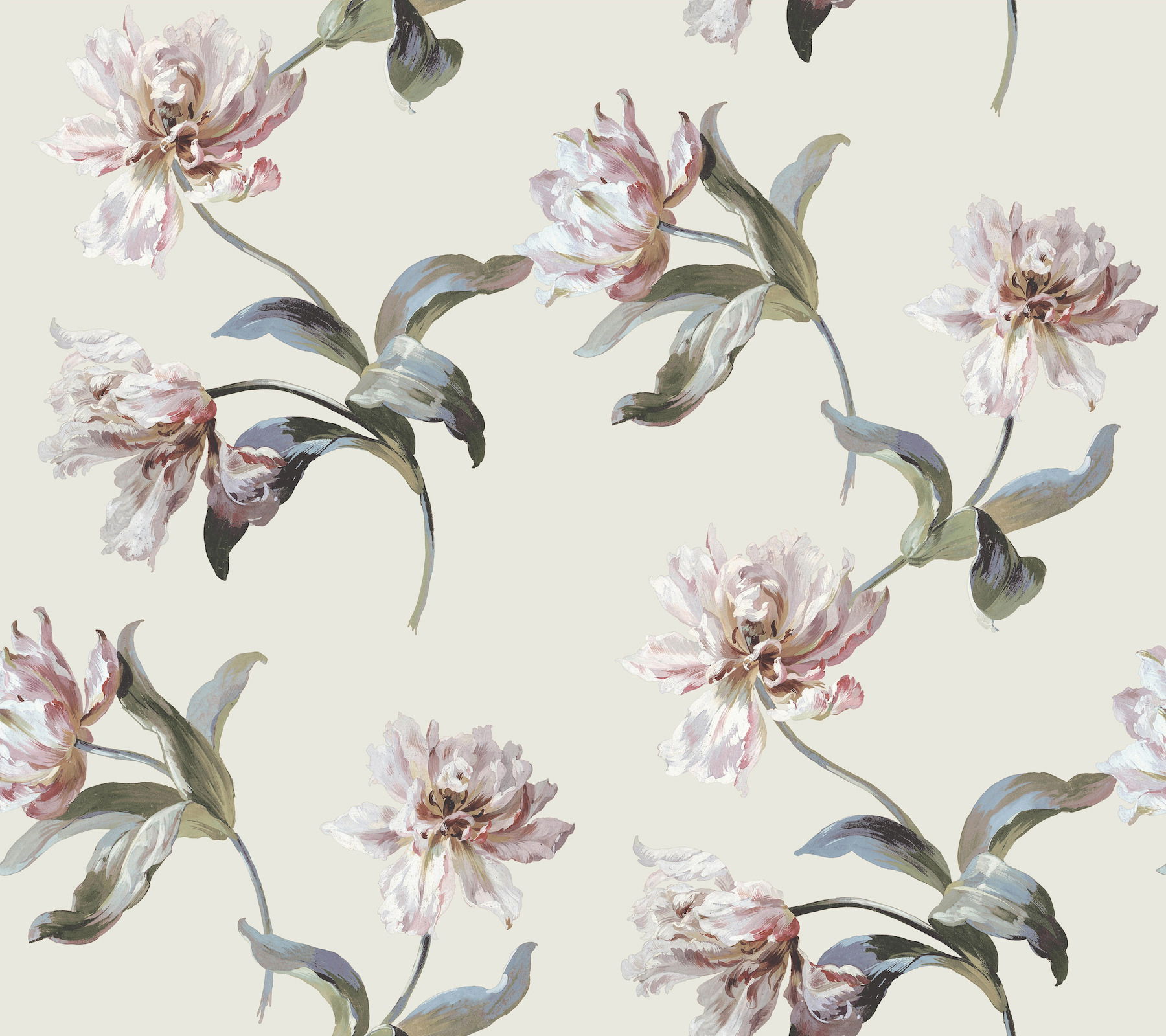 Large Parrot Tulip Neutral Peel & Stick Wallpaper large image 