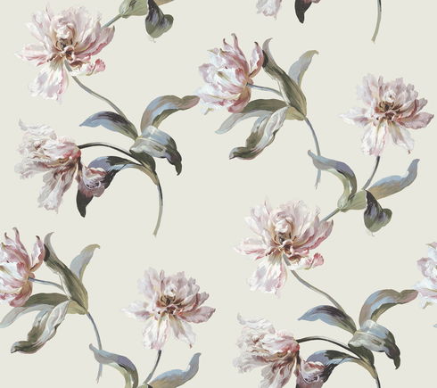 Large Parrot Tulip Neutral Peel & Stick Wallpaper