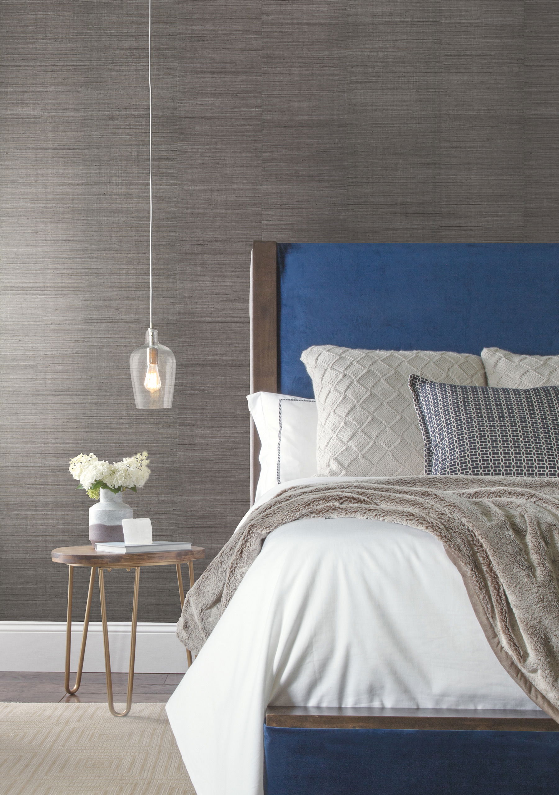 Sisal Grasscloth Silver Metallic Wallpaper large image 