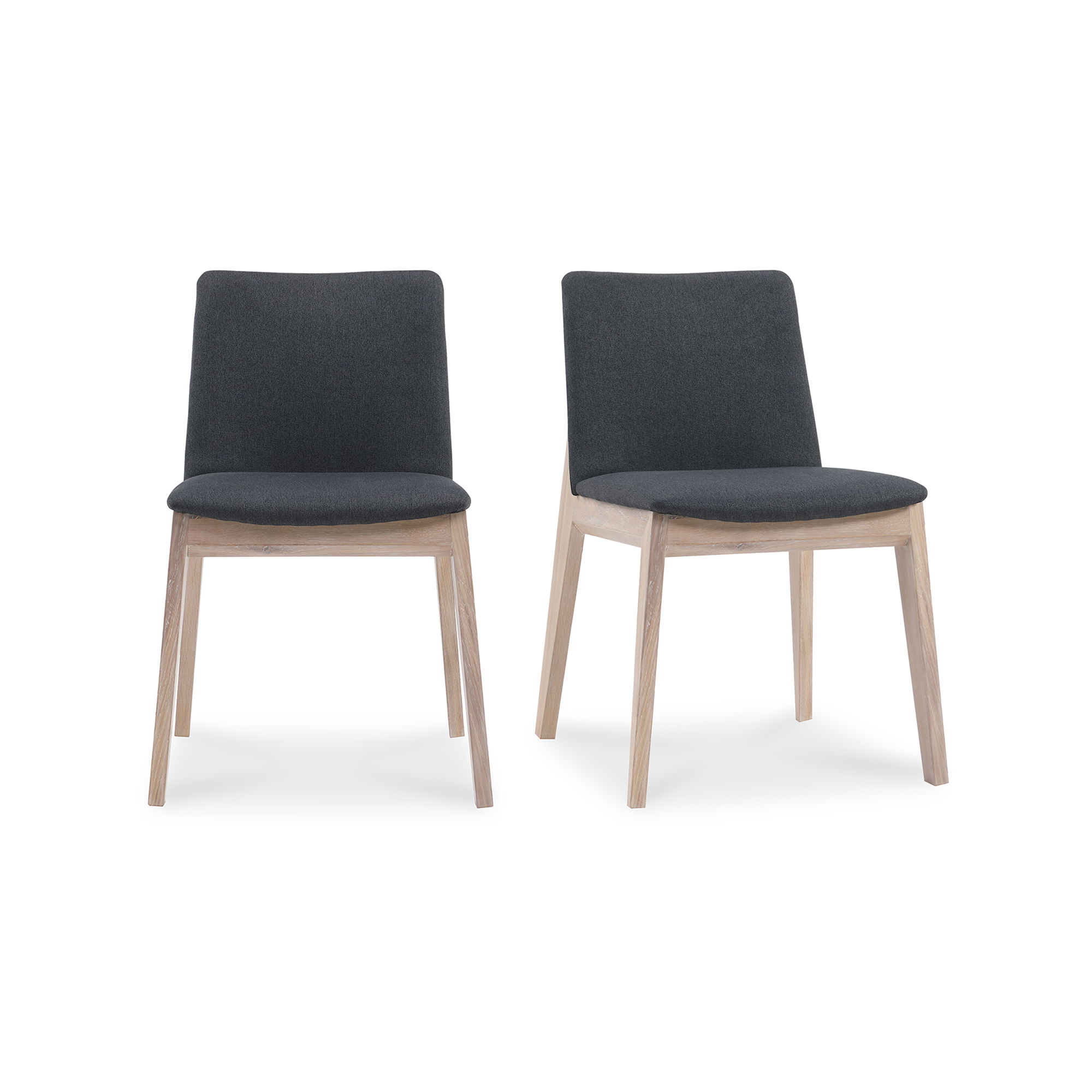Deco Oak Dining Chair Dark Grey - Set Of Two, by Moe's Home, 21" width x 31" height x 22" depth View 2