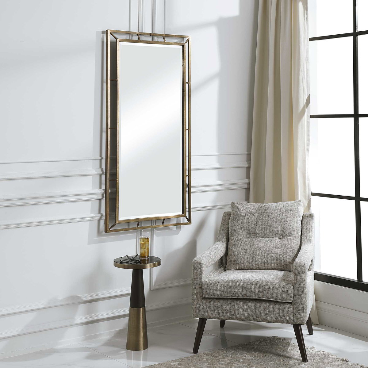 Farrow Copper Industrial Mirror, by Uttermost, 2'4" width x 4'7.9" height x 1.97" depth View 4