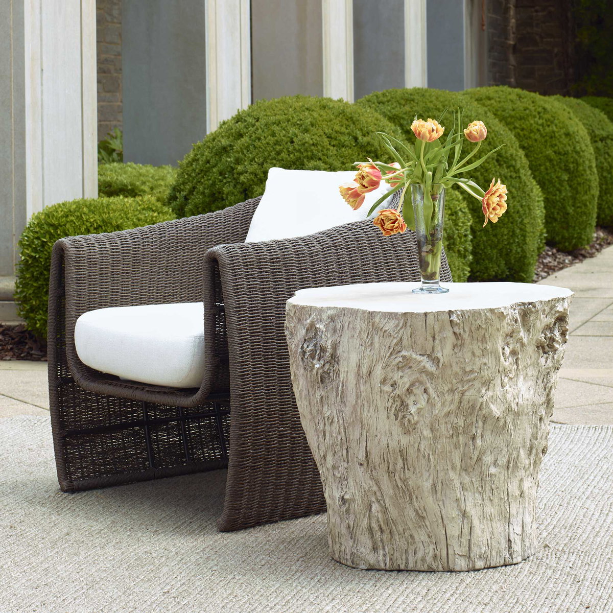 Oakmont White Outdoor Side Table, Outdoor Table by Uttermost, 2' width x 1'10" height x 2' depth View 2