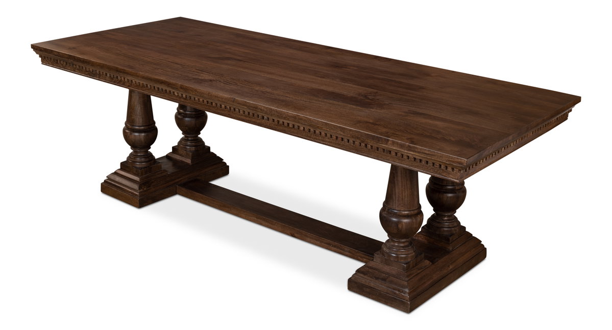Joshua Pedestal Dining Table, by Sarreid, 3'6" length x 8' width x 2'7" height View 10