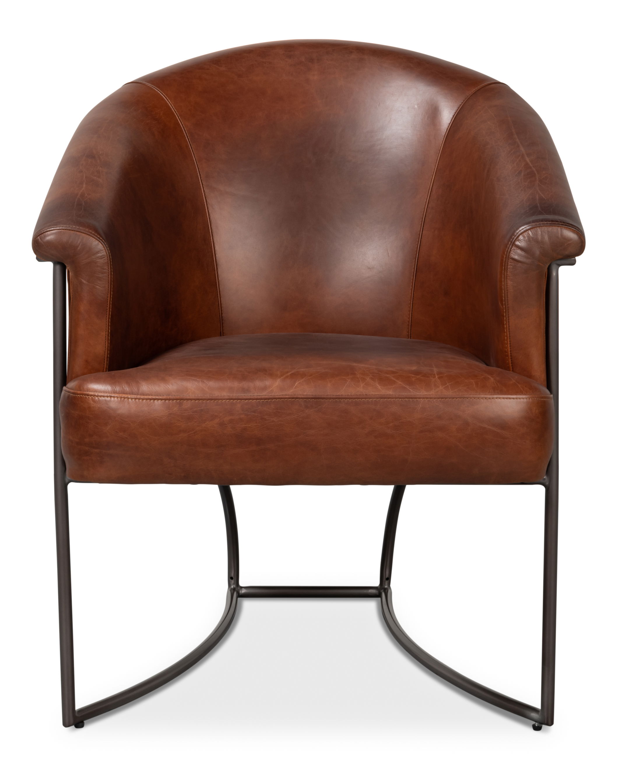 Nagel Distilled Leather Chair,Brown, Seating by Sarreid, 30" length x 33" width x 45659" height View 2