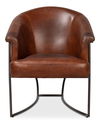 Nagel Distilled Leather Chair,Brown, Seating by Sarreid, 30" length x 33" width x 45659" height thumbnail 2