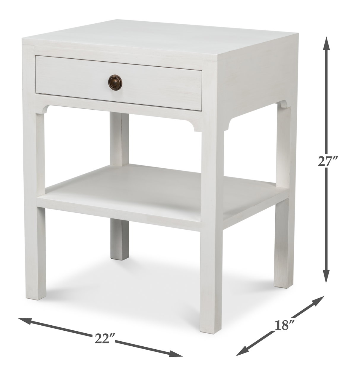 Windy Single Drawer Side Table, by Sarreid, 1'6" length x 1'10" width x 2'3" height View 13