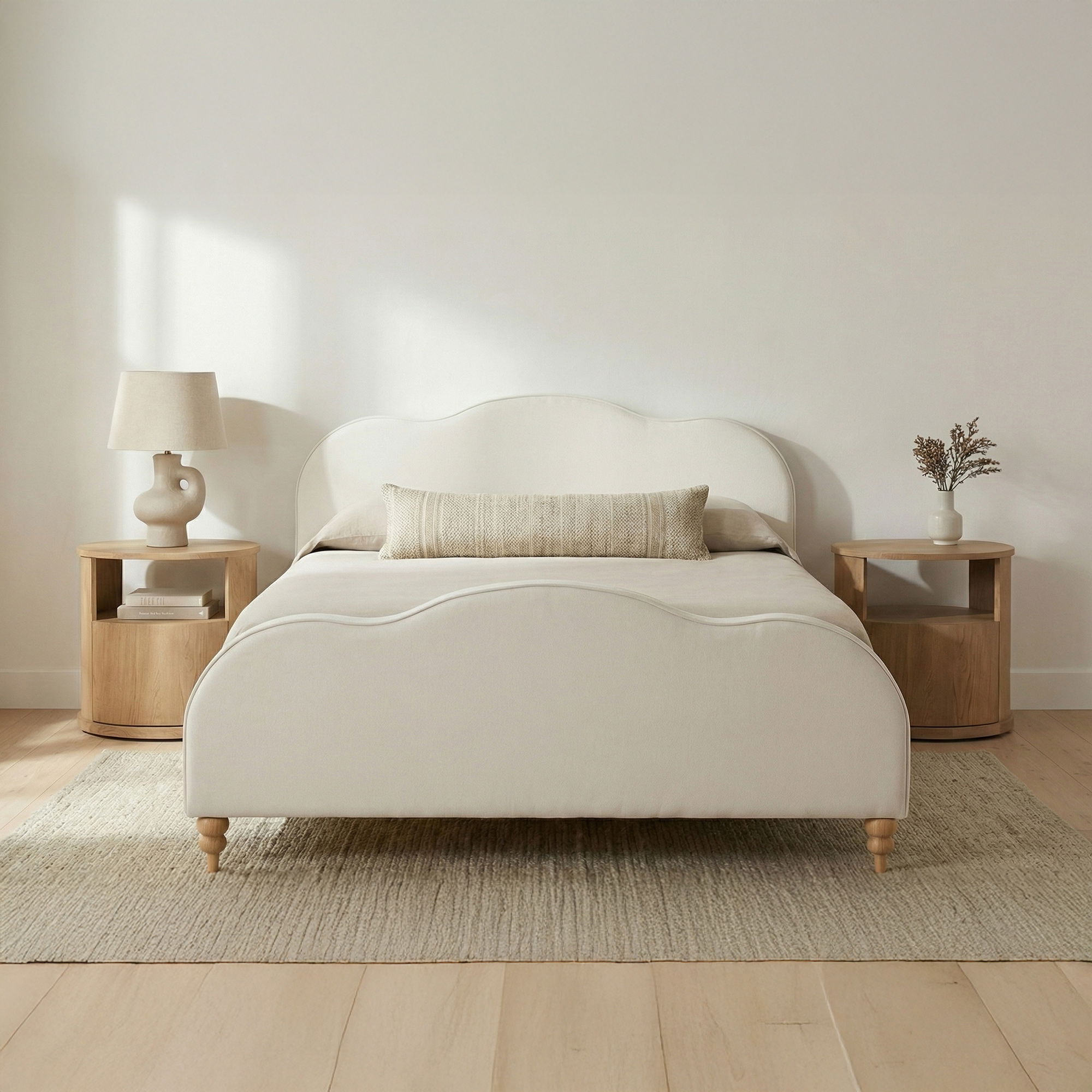 Jacqueline Queen Bed Cream, by Moe's Home, 65" width x 49.6" height x 89.8" depth View 5