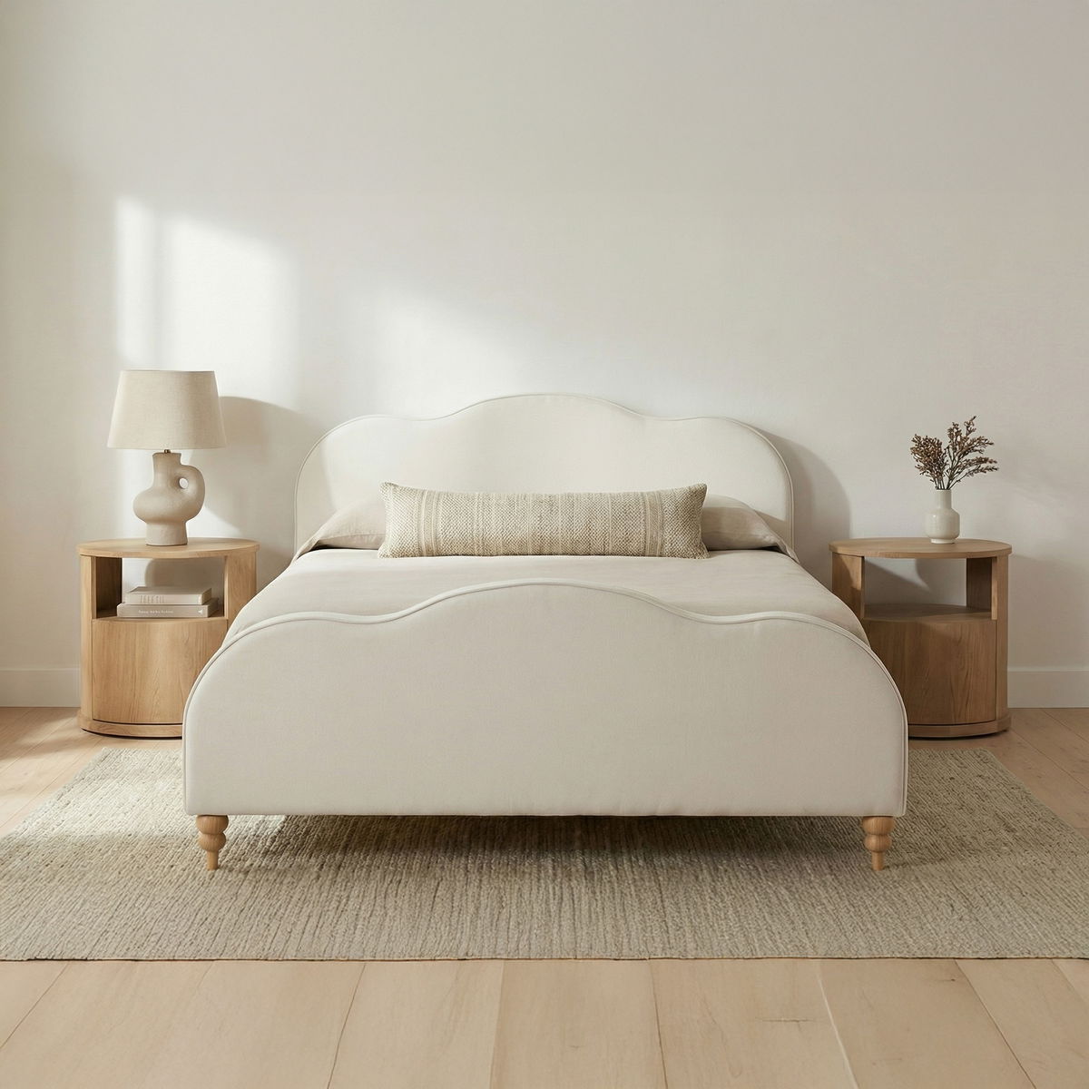Jacqueline Queen Bed Cream, by Moe's Home, 65" width x 49.6" height x 89.8" depth View 5