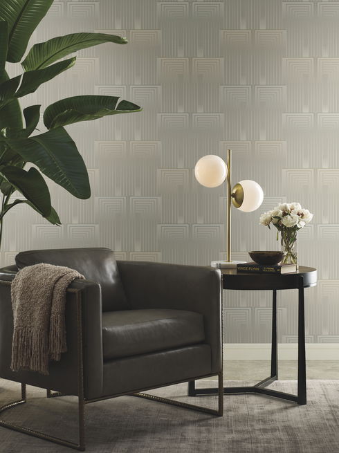Vanishing Taupe & Pearl Wallpaper