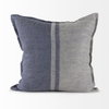 Aubrielle 20x20 Gray and Blue Fabric Color Blocked Pillow Cover, Decorative Pillow by Mercana, 20" length x 20" width x 0.2" height thumbnail 3