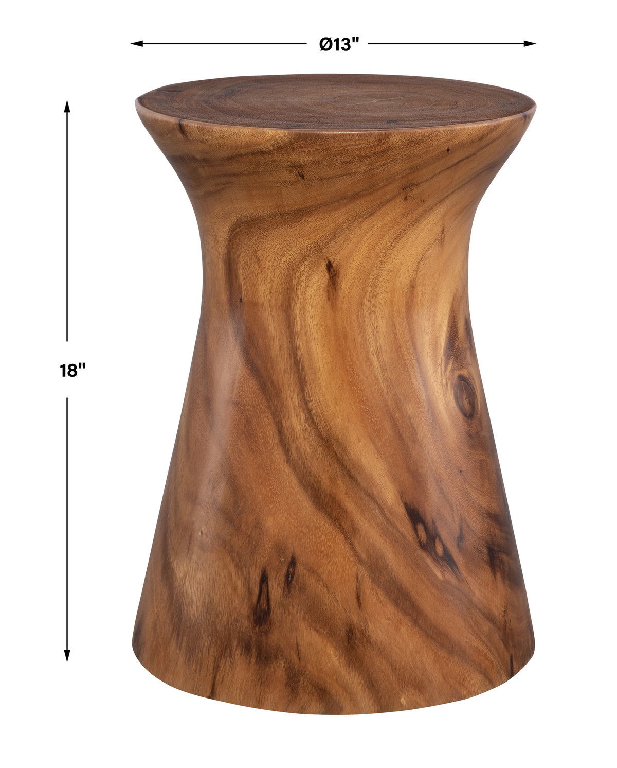 Swell Wooden Accent Table, Side & End Table by Uttermost, 13" width x 18" height x 13" depth View 3