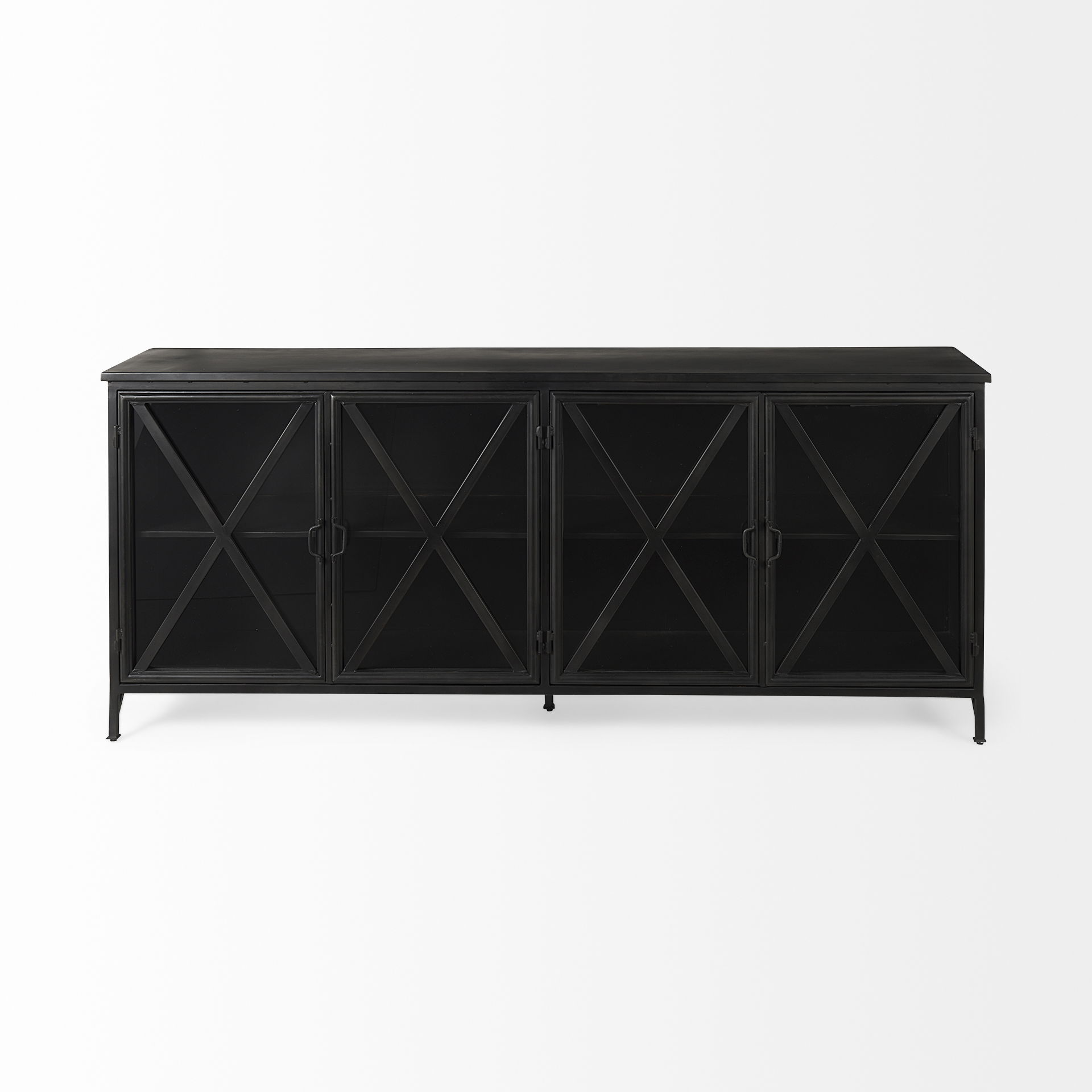 Poppy I 79x16 Black Metal With  Glass Door Sideboard, Sideboards & Buffet by Mercana, 79" length x 16" width x 33" height View 5