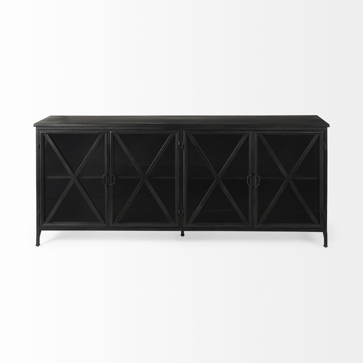 Poppy I 79x16 Black Metal With  Glass Door Sideboard, Sideboards & Buffet by Mercana, 79" length x 16" width x 33" height View 5