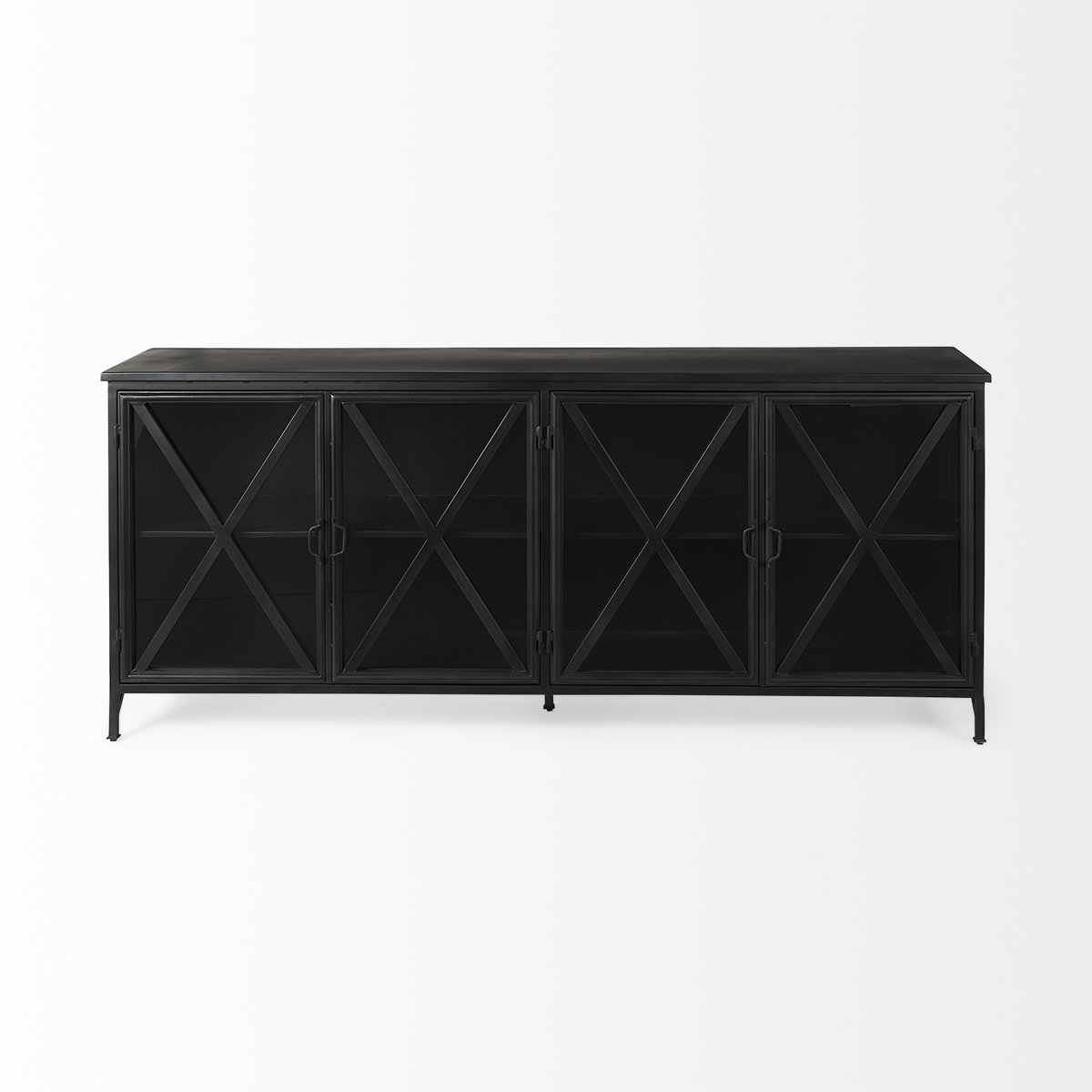 Poppy I 79x16 Black Metal With  Glass Door Sideboard, Sideboards & Buffet by Mercana, 79" length x 16" width x 33" height View 5