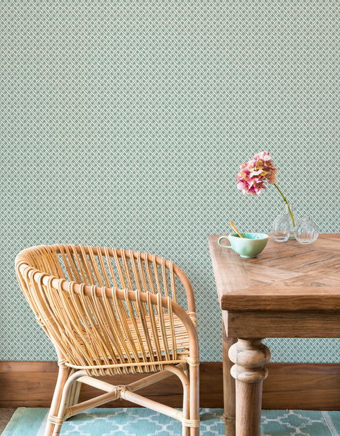 Green Wicker Weave Wallpaper