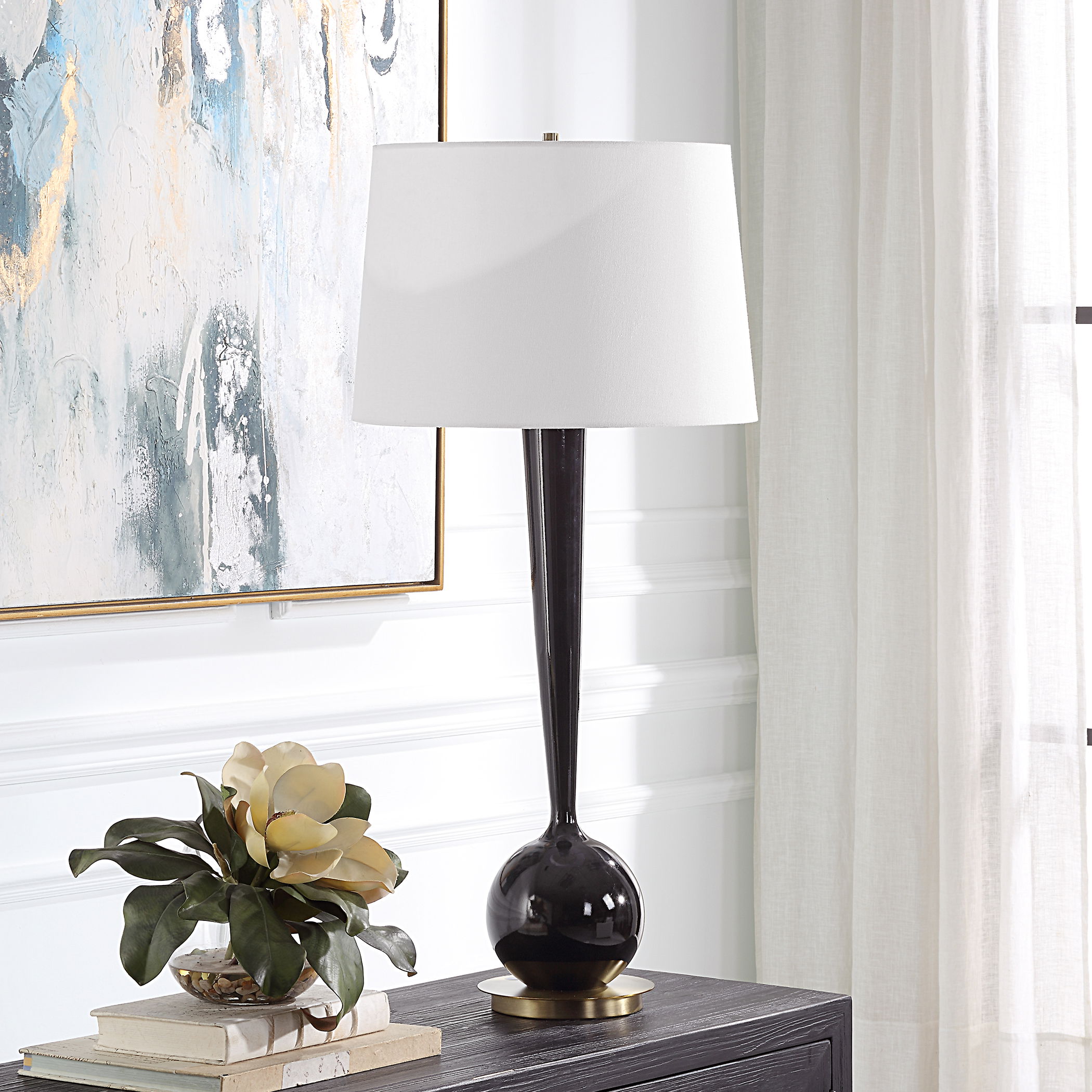 Brielle Polished Black Table Lamp large image 