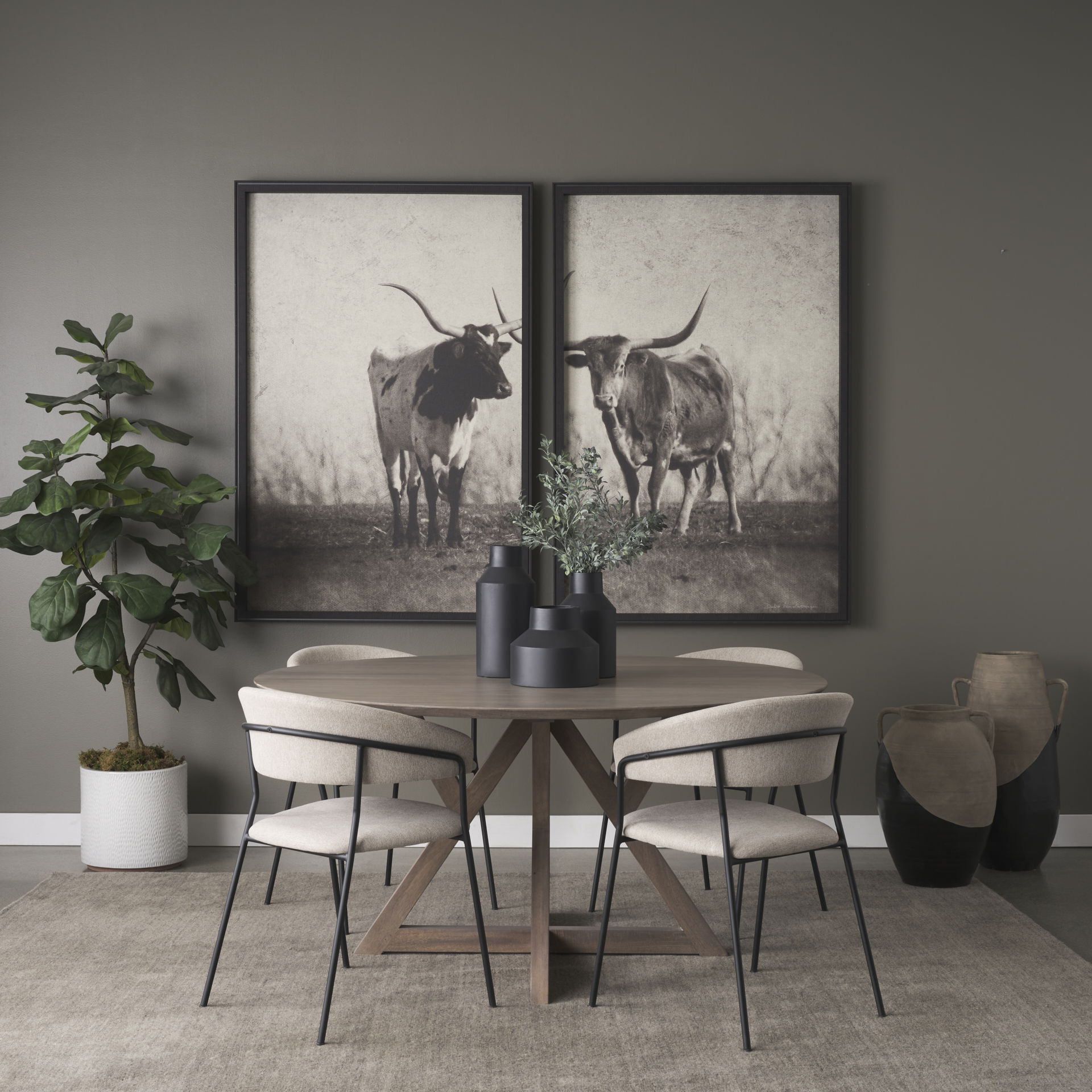 Tosca Medium Matte Black Metal Vase large image 