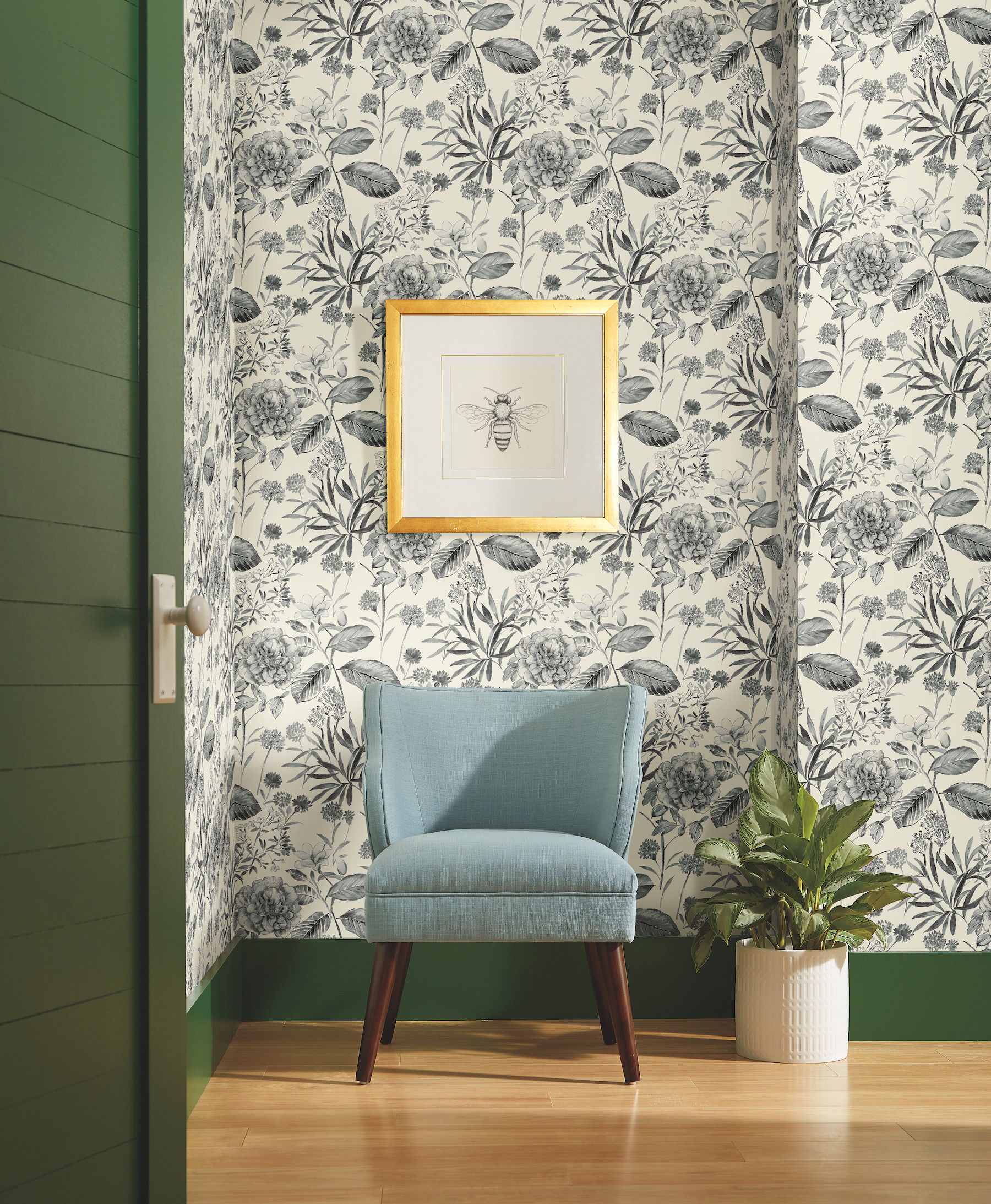 Midsummer Floral Grey Wallpaper large image 