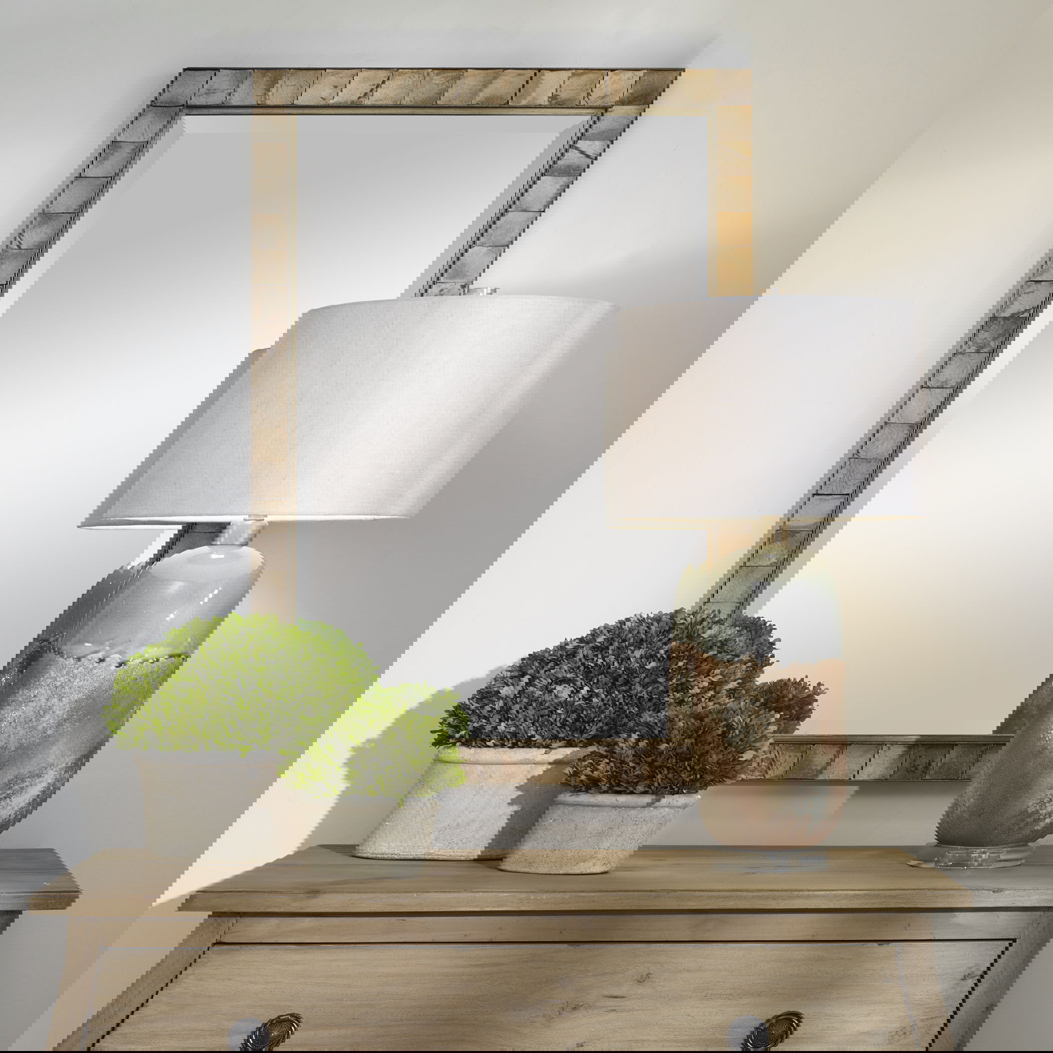 Cocos Coconut Shell Mirror, by Uttermost, 27.62" width x 39.5" height x 1.12" depth View 2