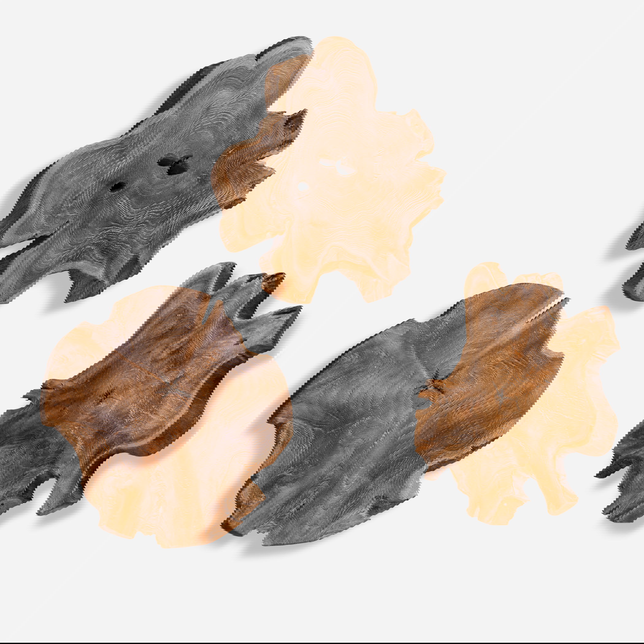 Kalani Teak Wall Art Set/3, Sculptural Wall Art by Uttermost, 20" width x 20" height x 1.2" depth View 1