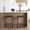 Taniel Backless 27.25in Seat Counter Stool | Black Leather with Metal, Counter & Bar Stool by Mercana, 18" length x 16" width x 27.75" height thumbnail 2