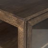 Arelius 36L x 18W x 32H Medium Brown Wood, Black Metal Base with 2 Glass Doors Accent Cabinet thumbnail 8