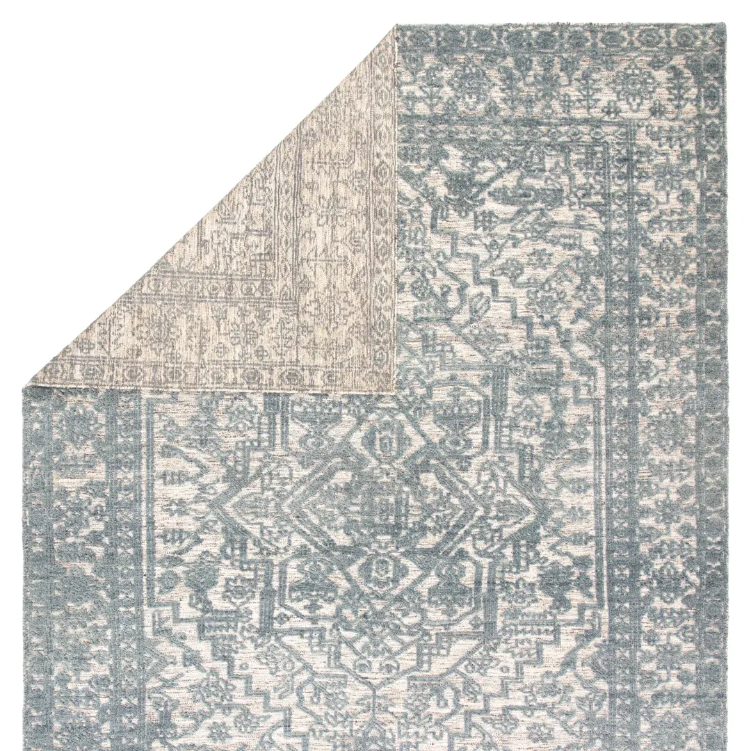 Germaine Medallion Hand-Knotted Blue/Ivory Area Rug large image 