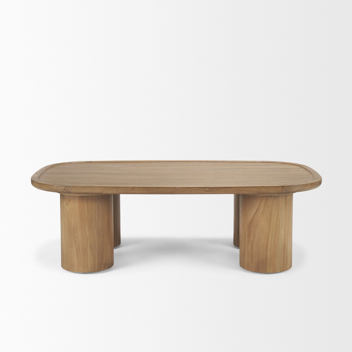 Tavi Rectangular Natural Brown with Column Legs Coffee Table, by Mercana, 55" length x 31.5" width x 16.5" height View 4