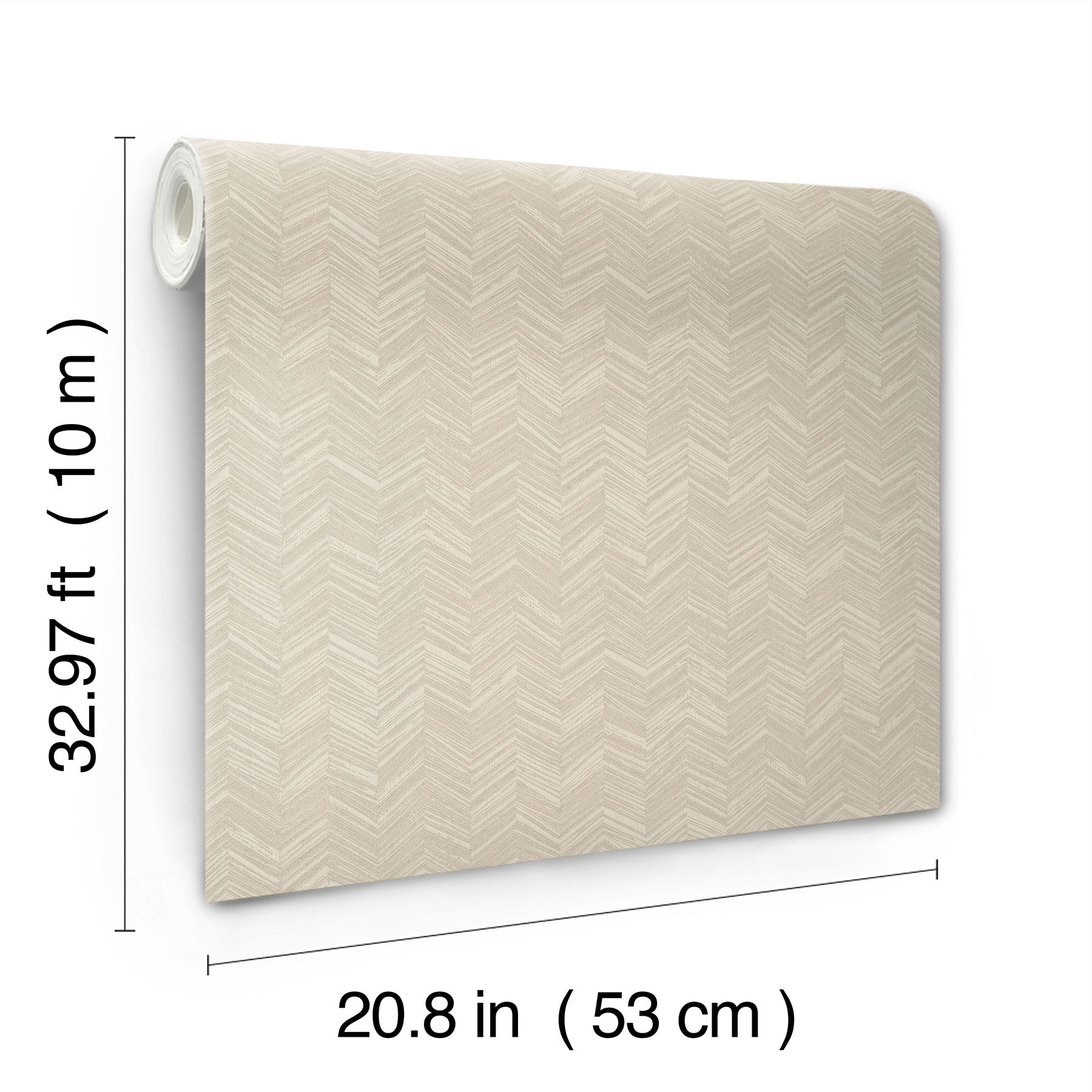 Raised Chevron Beige Wallpaper, by York Wall, 33' length x 1'8.9" width x 0.02" depth View 5
