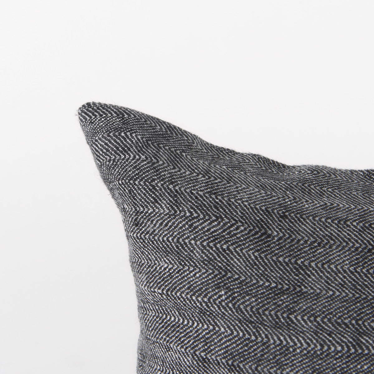 Sibyl 13x21 Black Fabric Striped and White Fringed Pillow Cover, Decorative Pillow by Mercana, 13" length x 21" width x 0.2" height View 10