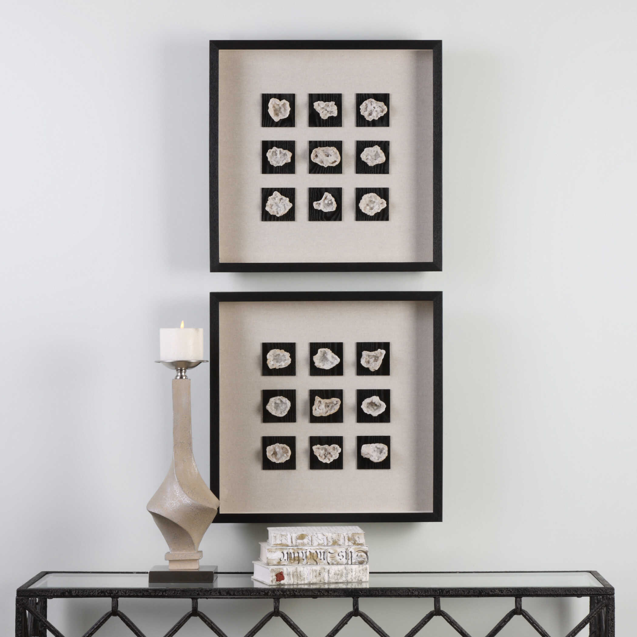 Geode Linen Shadow Box, Sculptural Wall Art by Uttermost, 21.62" width x 21.62" height x 2.37" depth View 2