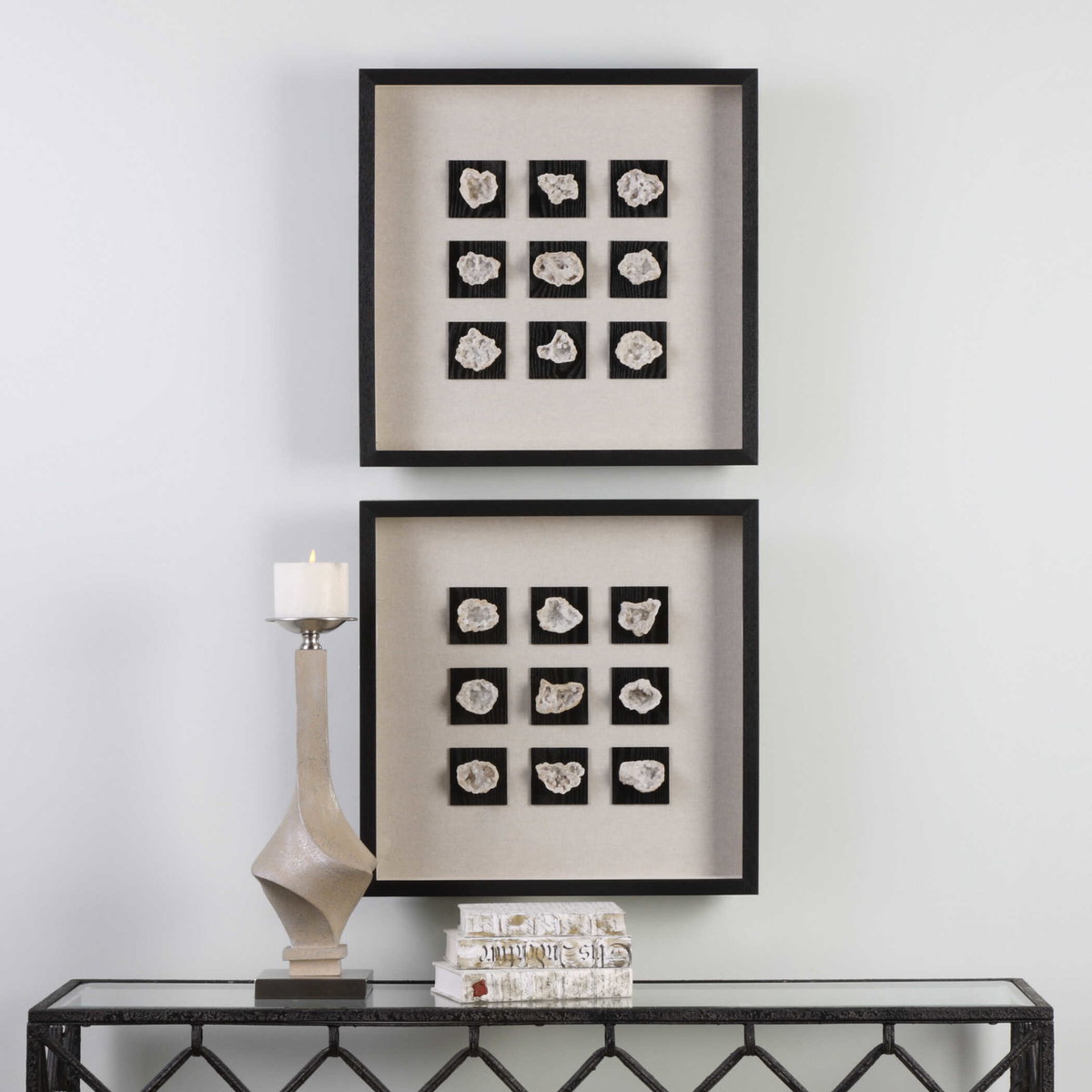Geode Linen Shadow Box, Sculptural Wall Art by Uttermost, 21.62" width x 21.62" height x 2.37" depth View 2