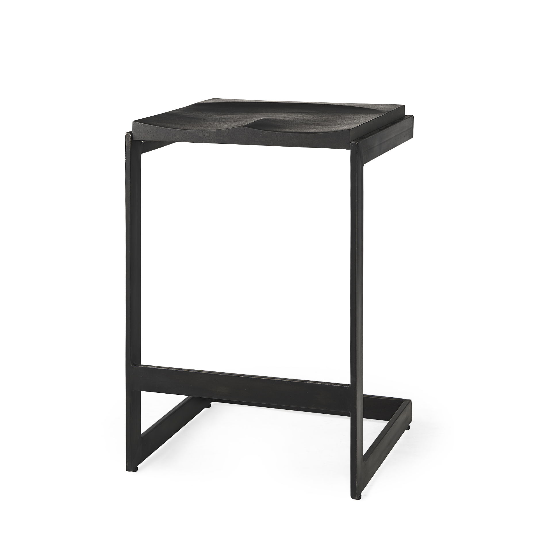 Kiran 17L x 17W x 26H Black Wood with Black Metal Base C-Shape Counter Stool large image 