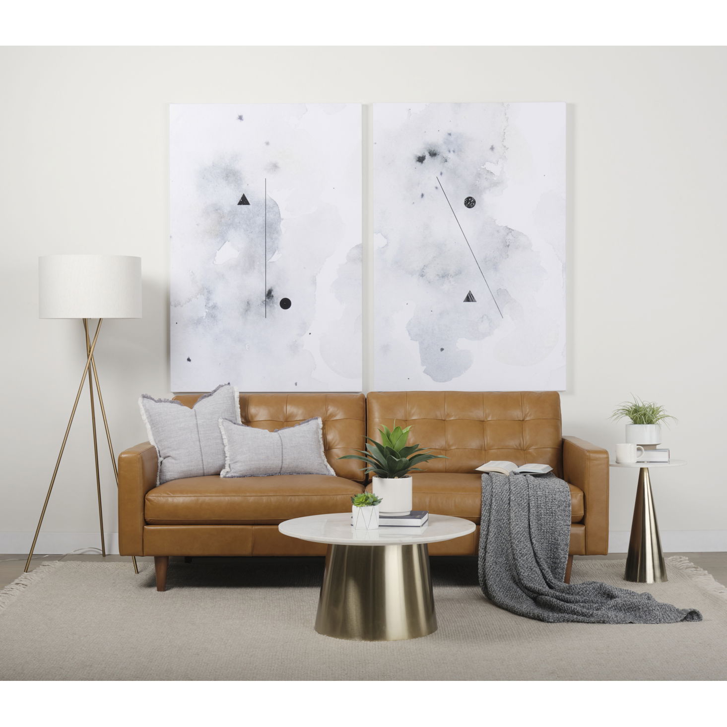 Olaf  Tan Leather Sofa, Sofas & Sectional by Mercana, 88.19" length x 37.8" width x 35.04" height View 2