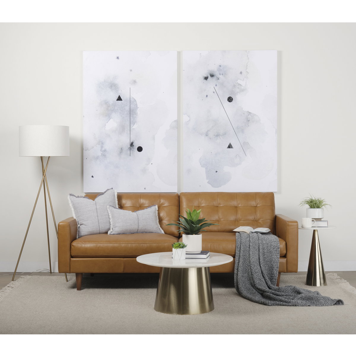 Olaf  Tan Leather Sofa, Sofas & Sectional by Mercana, 88.19" length x 37.8" width x 35.04" height View 2