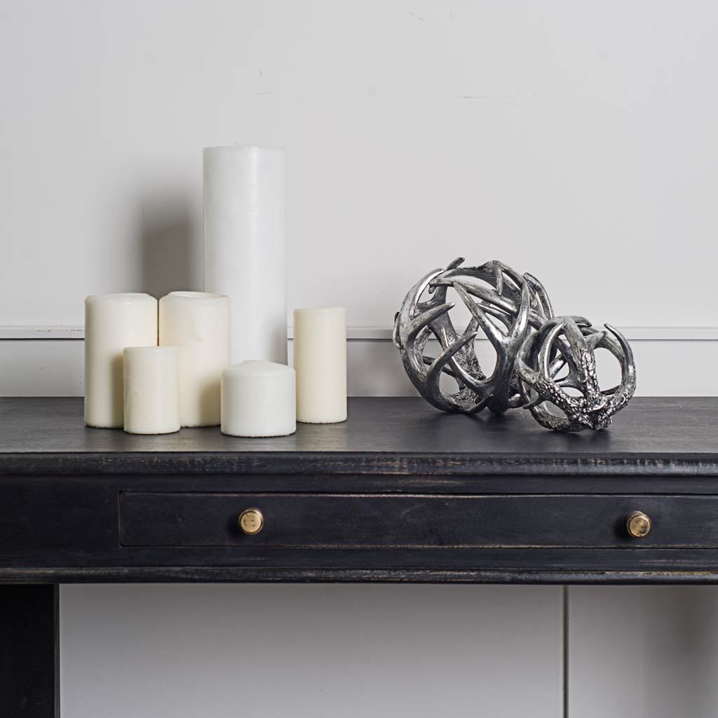Ramus IV (Large) 7L x 7W Silver Antler Shaped Decorative Orb Ball large image 