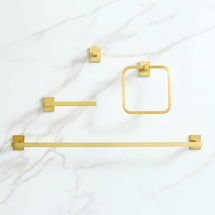 Online Designer Bathroom Abbington Bath Hardware, Set of 4, Antique Brass, 24" Towel Bar, Hook, Towel Ring, Tissue Holder