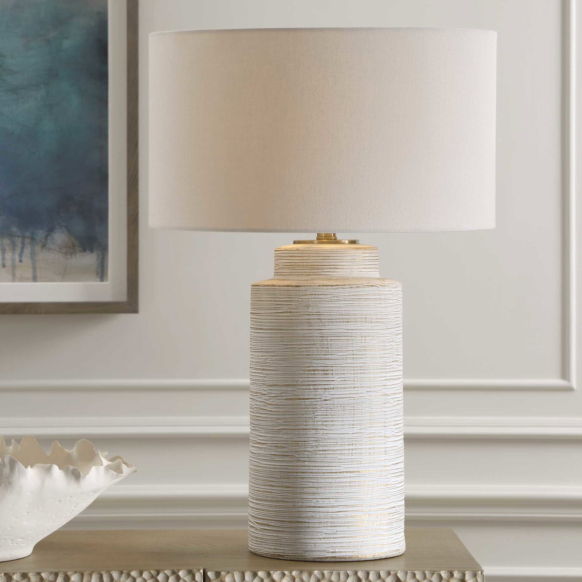 Crimp Ribbed Table Lamp, by Uttermost, 18" width x 26.5" height x 18" depth View 2